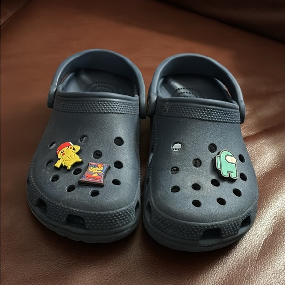 Kids Navy Blue CROCS with Fun Charms - Picture 1 of 5